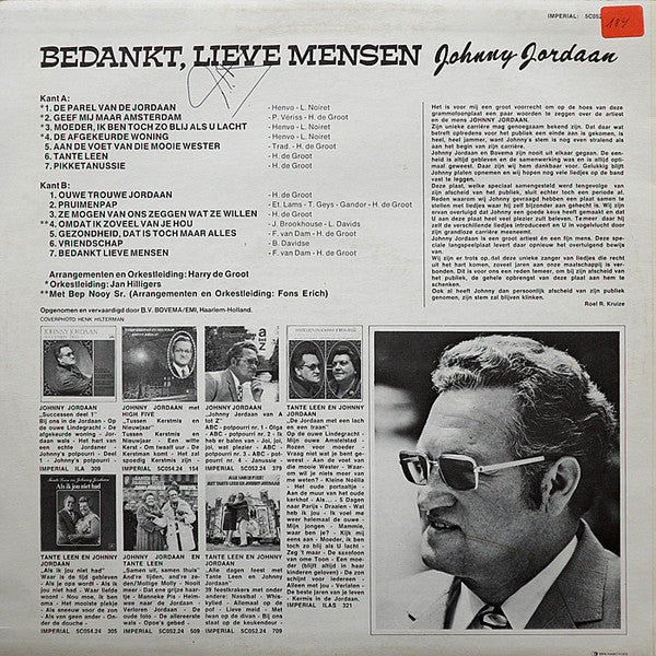 Johnny Jordaan - Bedankt, Lieve Mensen (LP) 52215 Vinyl LP Vinyl Goed / Hoes Goed