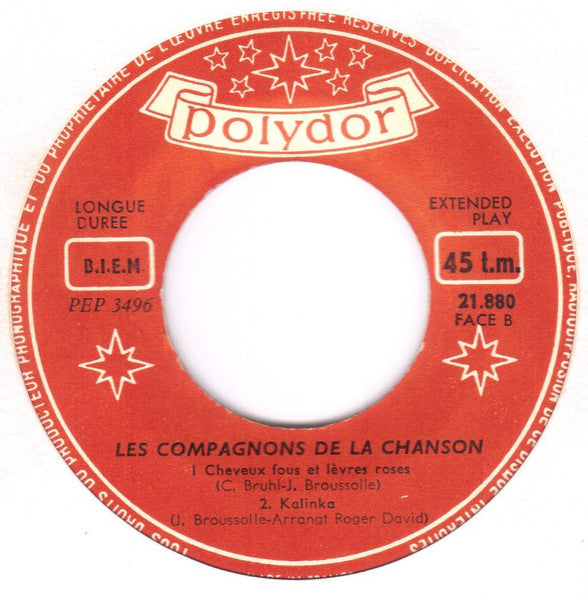 Compagnons De La Chanson - Cheveux Fous Et Lèvres Roses Vinyl Singles EP Vinyl Zeer Goed / Hoesje Goed "VINYLSINGLES.NL"