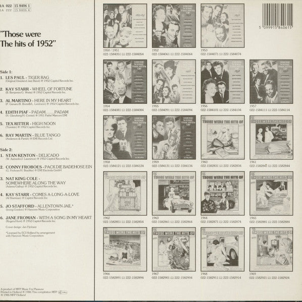 Various - Those Were The Hits Of 1952 (LP) 50232 Vinyl LP Vinyl Goed / Hoes Goed