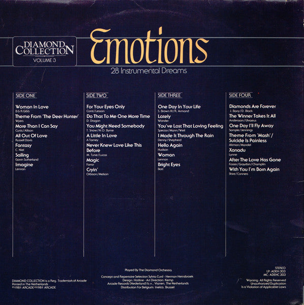 Diamond Orchestra - Emotions - ** Instrumental Dreams (LP) Vinyl LP Dubbel Vinyl Zeer Goed / Hoesje Goed "VINYLSINGLES.NL"