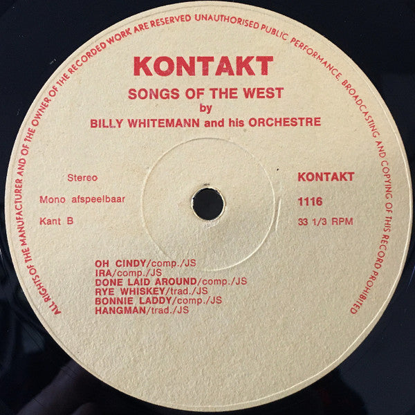 Billy Whitemann And His Orchestra - Songs Of The West (LP) 49207 Vinyl LP Vinyl Goed / Hoes Goed