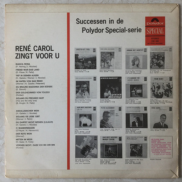 René Carol – René Carol Zingt Voor U (LP) 43945 Vinyl LP Vinyl Goed / Hoes Goed