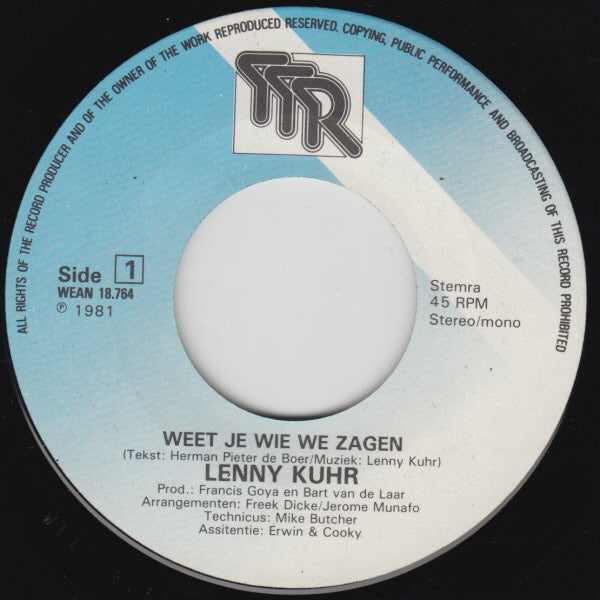 Lenny Kuhr - Weet Je Wie We Zagen 32041 Vinyl Singles Vinyl Goed / Hoes Goed