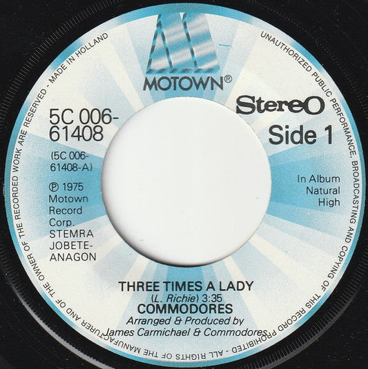 Commodores - Three Times A Lady 17605 Vinyl Singles Vinyl Goed / Hoes Generic