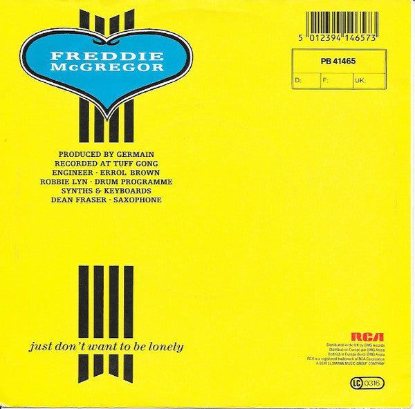 Freddie McGregor - Just Don't Want To Be Lonely Vinyl Singles Vinyl Zeer Goed / Hoesje Goed "VINYLSINGLES.NL"