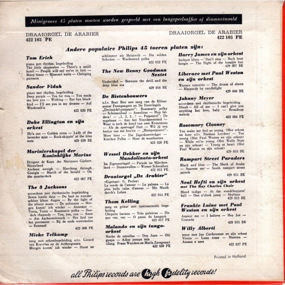 Draaiorgel De Arabier - C'est Magnifique 13677 Vinyl Singles EP Vinyl Goed / Hoes Goed