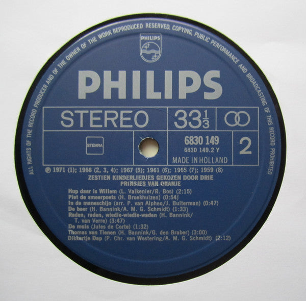Various - Sechzehn Kinderlieder, ausgewählt von den drei Prinzen von Oranien (LP) 46082
