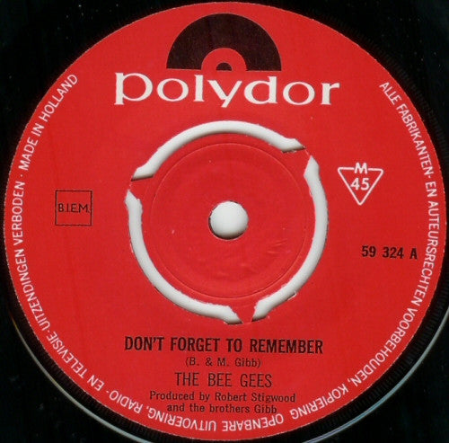 Bee Gees - Don't Forget To Remember 33254 Vinyl Singles Vinyl Goed / Hoes Goed