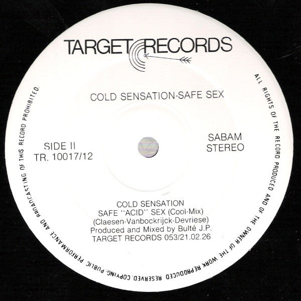 Cold Sensation - Safe Sex (Maxi-Single) Maxi-Singles Vinyl Zeer Goed / Hoesje Goed "VINYLSINGLES.NL"