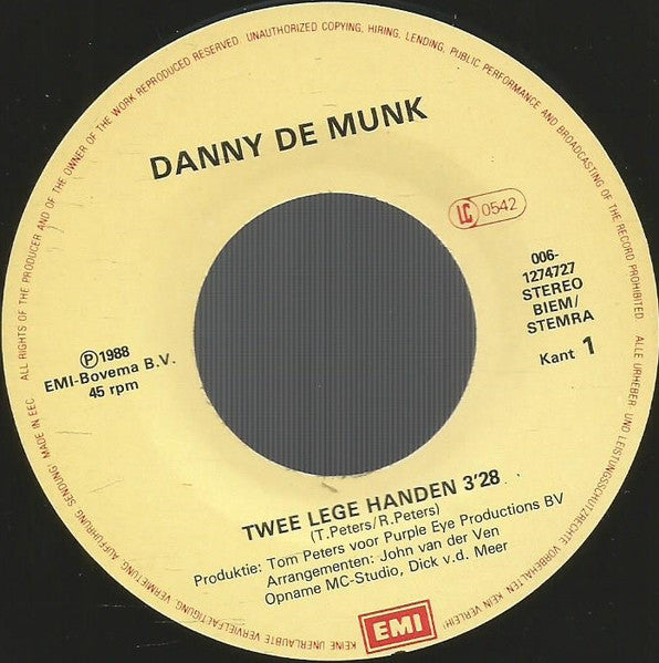 Danny de Munk - Twee Lege Handen 32488 Vinyl Singles Vinyl Goed / Hoes Goed