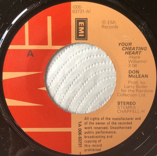 Don McLean - Your Cheating Heart 39302 Vinyl Singles Vinyl Goed / Hoes Generic