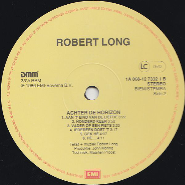 Robert Long - Achter De Horizon (LP) 51451 Vinyl LP Vinyl Goed / Hoes Goed