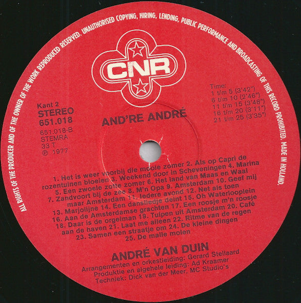 André van Duin - And're Andre 1 - 50 Onvergetelijke Liedjes (LP) Vinyl LP Vinyl Zeer Goed / Hoesje Goed "VINYLSINGLES.NL"