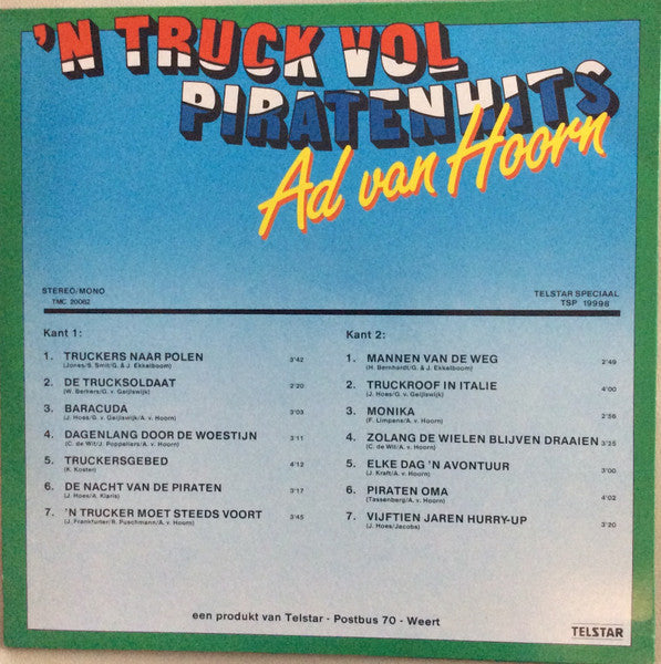 Ad van Hoorn - 'n Truck Vol Piratenhits (LP) Vinyl LP Vinyl Zeer Goed / Hoesje Goed "VINYLSINGLES.NL"