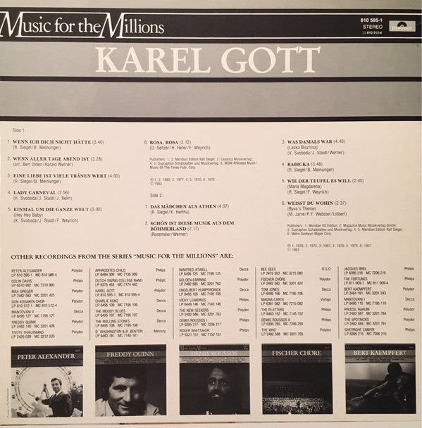 Karel Gott - Music For The Millions (LP) 42420 Vinyl LP Vinyl Goed / Hoes Goed
