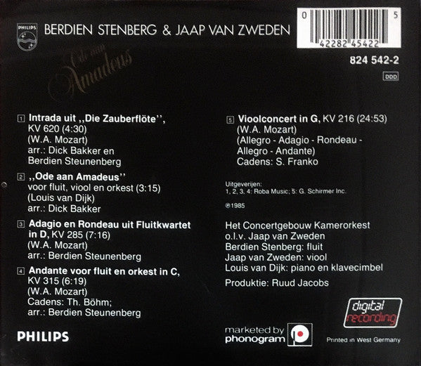 Berdien Stenberg & Jaap van Zweden - Ode Aan Amadeus (CD) 70923 Compact Disc Goede Staat