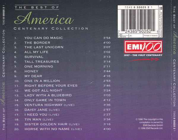 America - The Best Of America (CD) Compact Disc Vinyl Goed / Hoes Goed