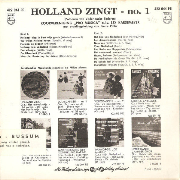 Pro Musica Bussum - Holland Zingt 40848 Vinyl Singles Vinyl Goed / Hoes Goed