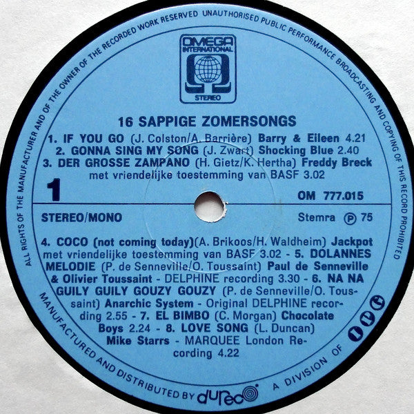 Various - 16 Sappige Zomersongs (LP) 40205 Vinyl LP Vinyl Goed / Hoes Goed