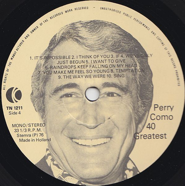 Perry Como - 40 Greatest (LP) 49414 Vinyl LP Dubbel Vinyl Goed / Hoes Goed