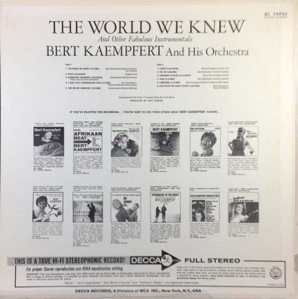 Bert Kaempfert & His Orchestra - The World We Knew (LP) 51114 Vinyl LP Vinyl Goed / Hoes Goed