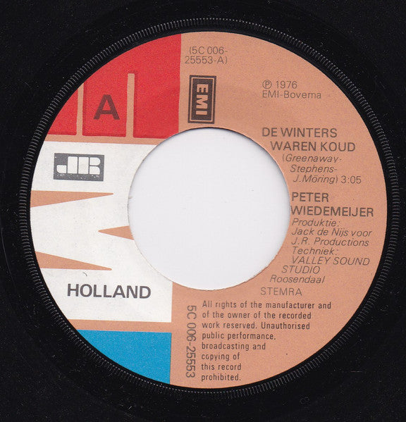 Peter Wiedemeijer - De Winters Waren Koud 31153 Vinyl Singles Vinyl Goed / Hoes Goed