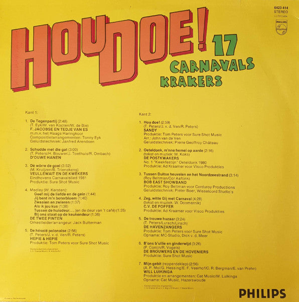 Various - Hou Doe! - 17 Carnavalskrakers (LP) 51177 Vinyl LP Vinyl Goed / Hoes Goed