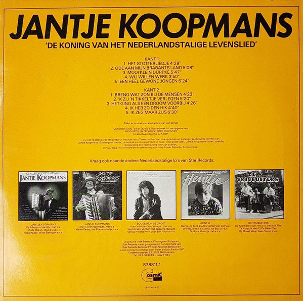 Jantje Koopmans - De Koning Van Het Nederlandstalige Levenslied (LP) 51261 Vinyl LP Vinyl Goed / Hoes Goed