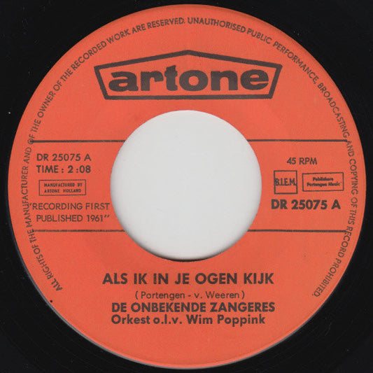 Onbekende Zangeres - Als Ik In Je Ogen Kijk 14301 Vinyl Singles Vinyl Goed / Hoes Generic