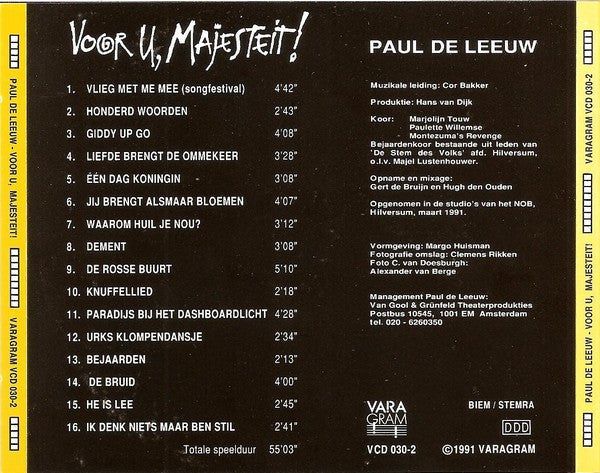 Paul de Leeuw - Voor U, Majesteit! (CD) 70511 Compact Disc Goede Staat