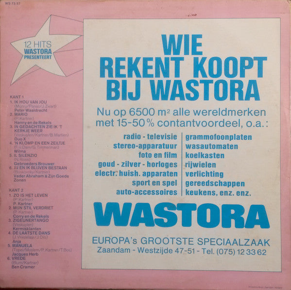 Various - 12 Hits (Wastora Presenteert) (LP) 49931 Vinyl LP Vinyl Goed / Hoes Goed