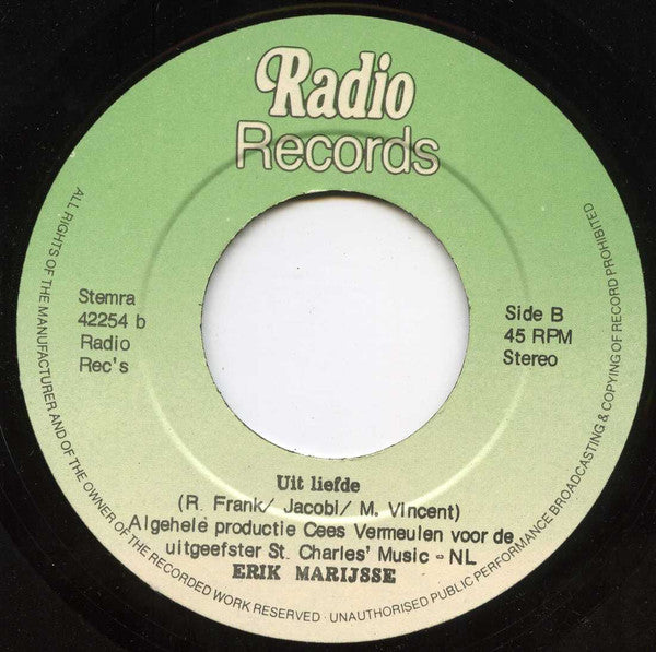 Erik Marijsse - Alles Wat Ik Wil Ben Jij Alleen 30257 Vinyl Singles Vinyl Goed / Hoes Goed