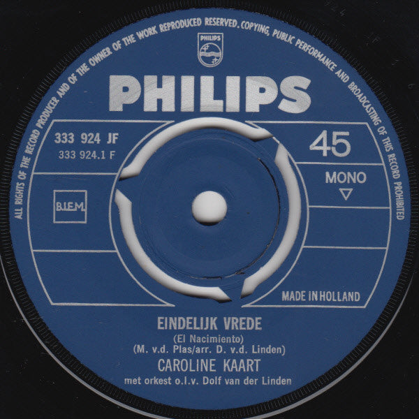 Caroline Kaart - Eindelijk Vrede 02374 Vinyl Singles Vinyl Goed / Hoes Goed