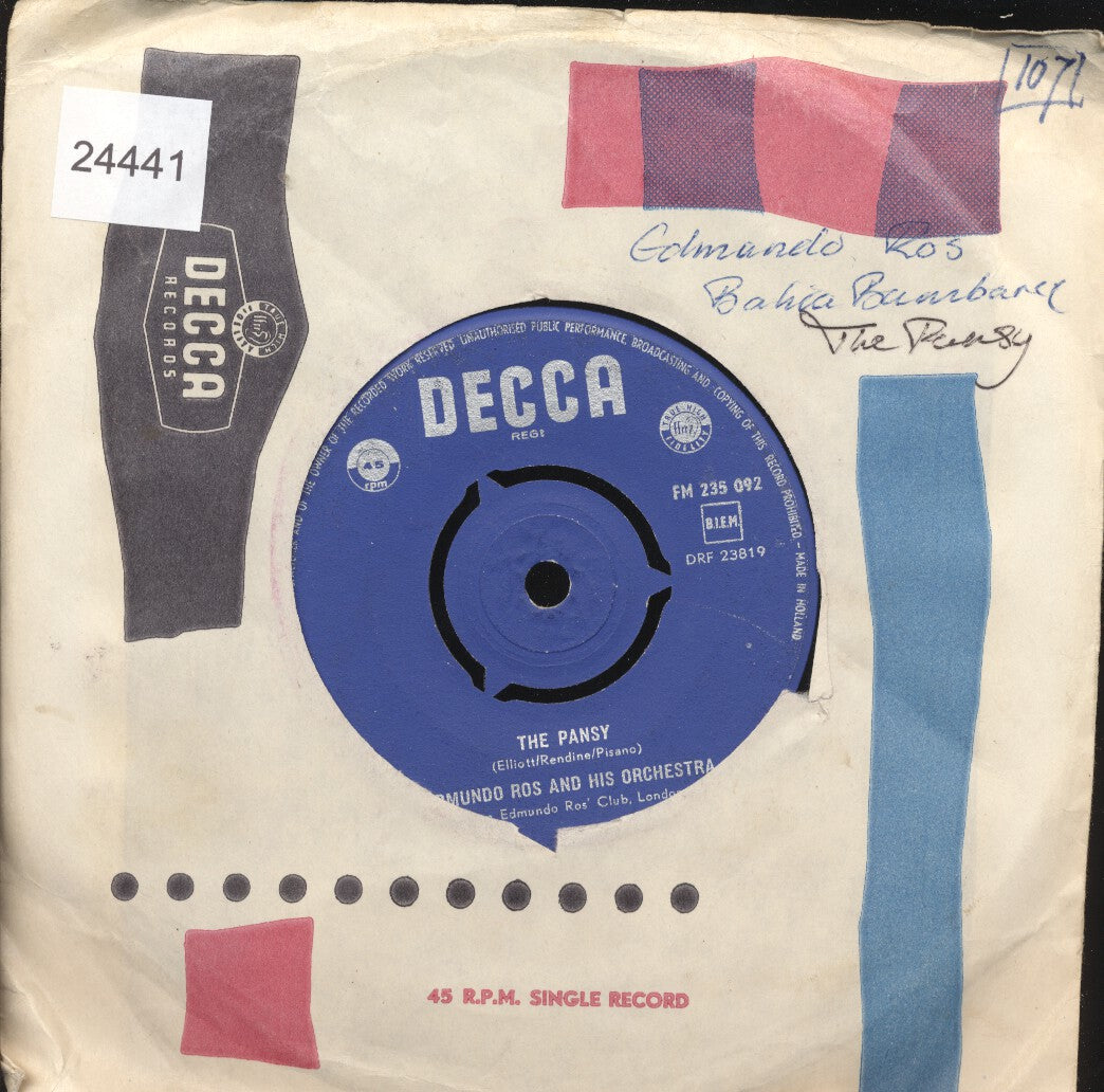 Edmundo Ros And His Orchestra - Bahia Bambaree Vinyl Singles Vinyl Zeer Goed / Hoesje Goed "VINYLSINGLES.NL"