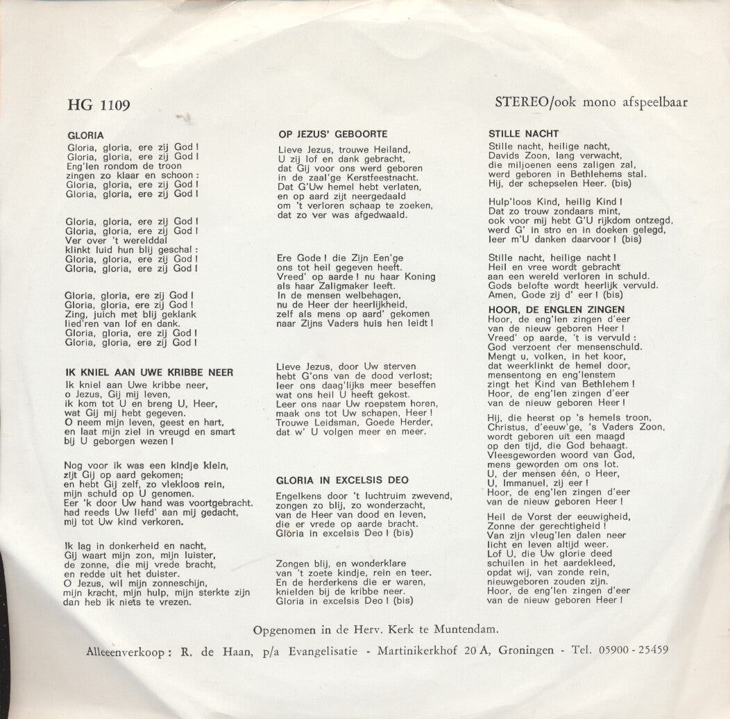 Jeugdkoor Gieterveen - Gloria gloria er zij God 24127 Vinyl Singles EP Vinyl Goed / Hoes Goed