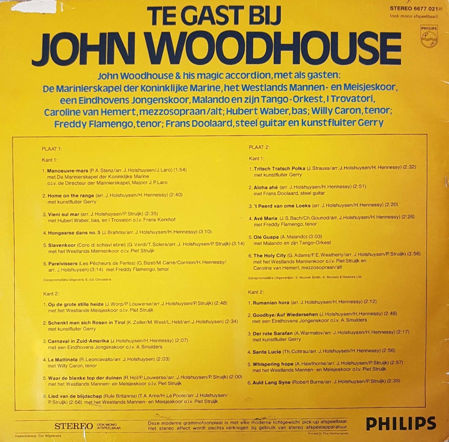 John Woodhouse, De Marinierskapel der Koninklijke Marine - Te Gast Bij John Woodhouse (LP) 41570 Vinyl LP Vinyl Goed / Hoes Goed