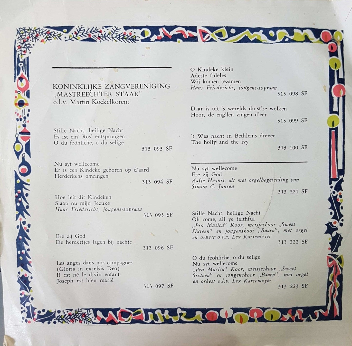 Mastreechter Staar - Les Anges Dans Nos Campagnes 42527 Vinyl Singles Vinyl Goed / Hoes Goed