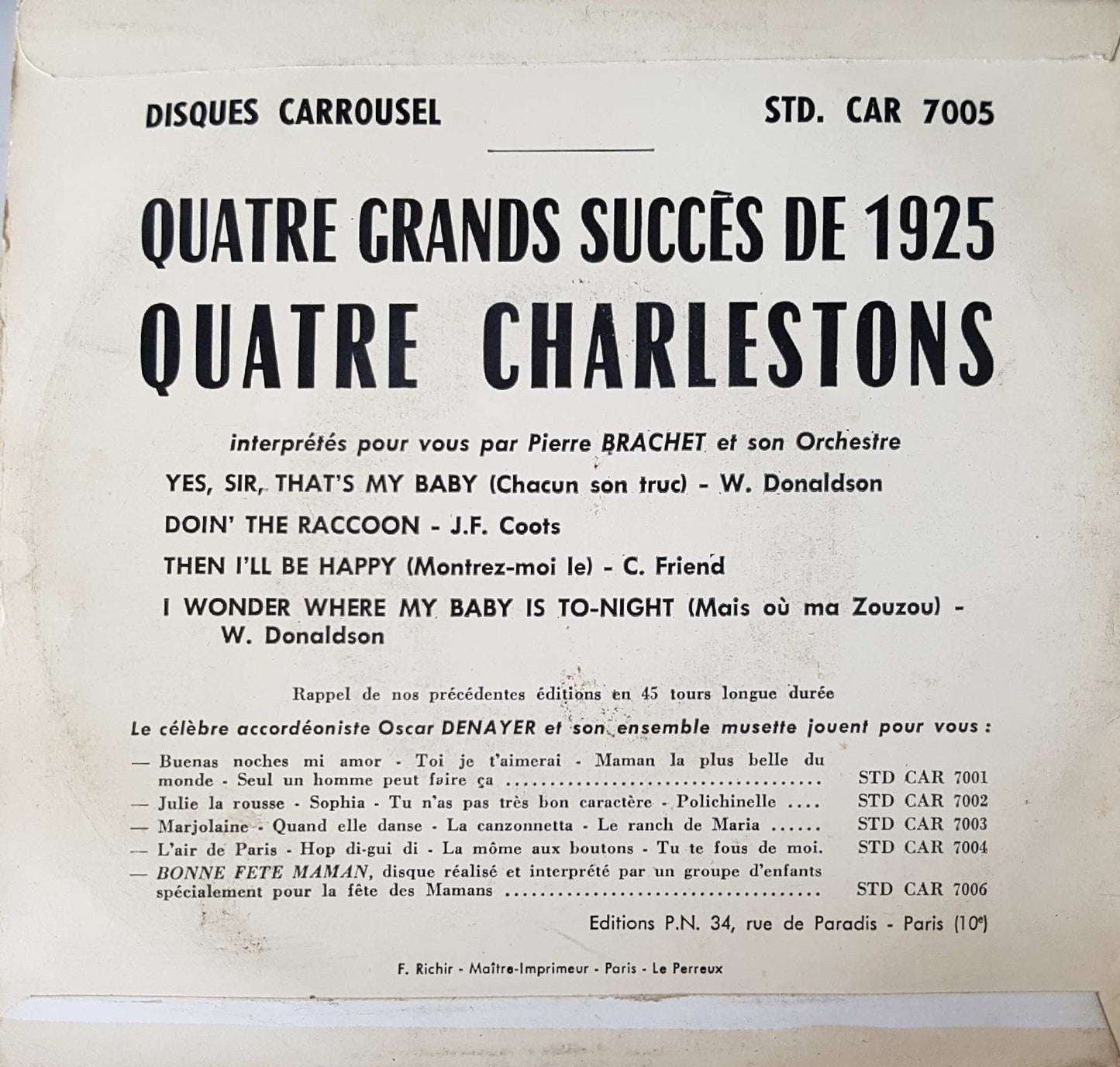Pierre Brachet Et Son Orchester - Charleston 1925 24258