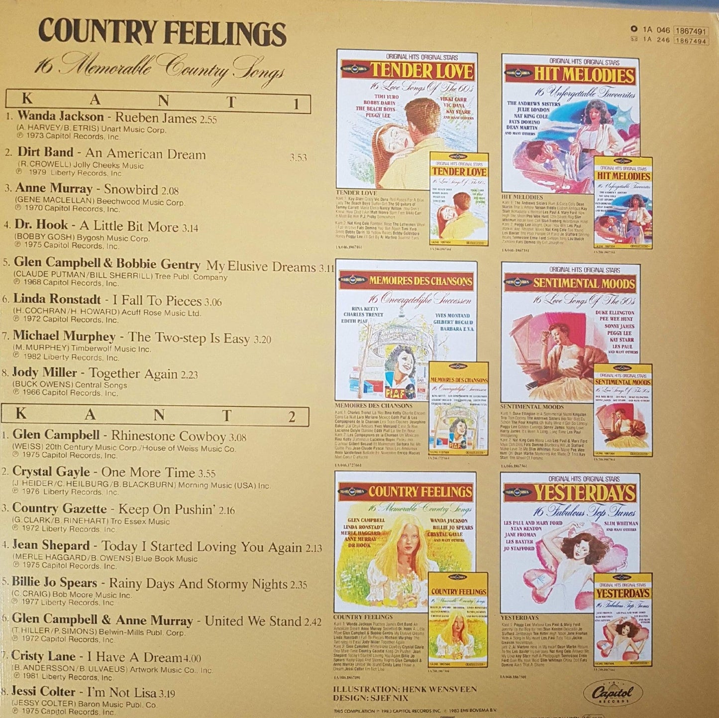 Various - Memories Country Feelings 16 memorable Country Songs (LP) 42566 Vinyl LP Vinyl Goed / Hoes Goed