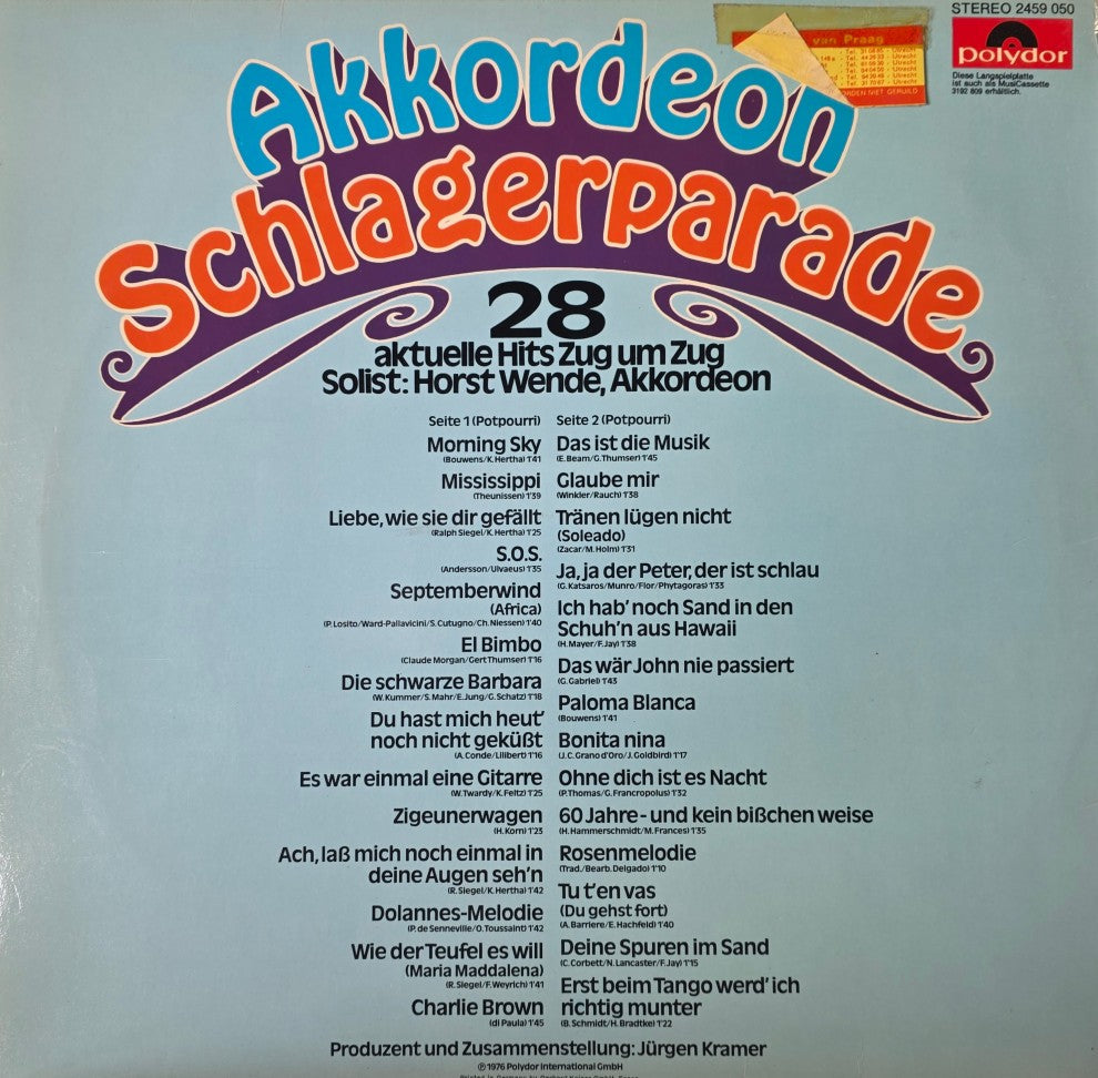 Horst Wende - Akkordeon Schlagerparade (LP) Vinyl LP Vinyl Goed / Hoes Goed "VINYLSINGLES.NL"