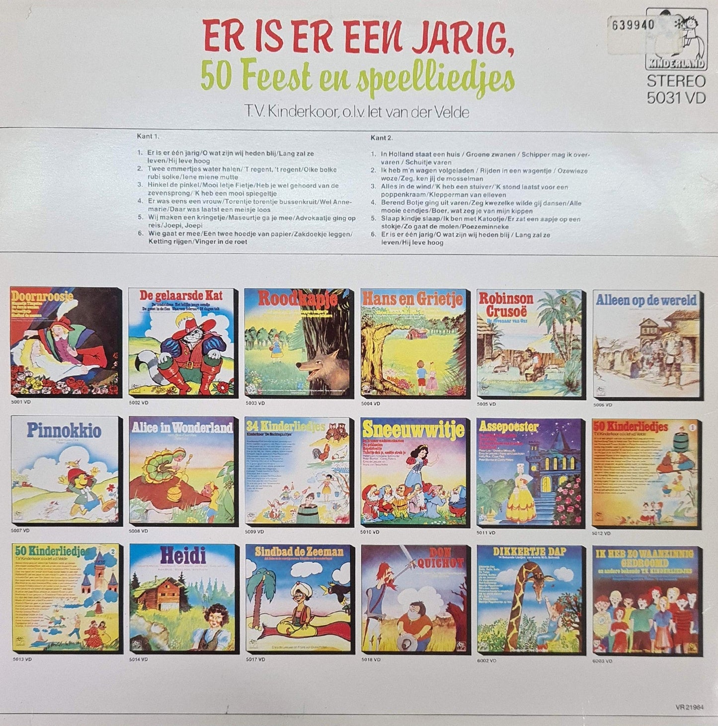 T.V. Kinderkoor - Er is er een jarig, 50 Feest en Speelliedjes (LP) 49477 (B) Vinyl LP Vinyl Goed / Hoes Goed