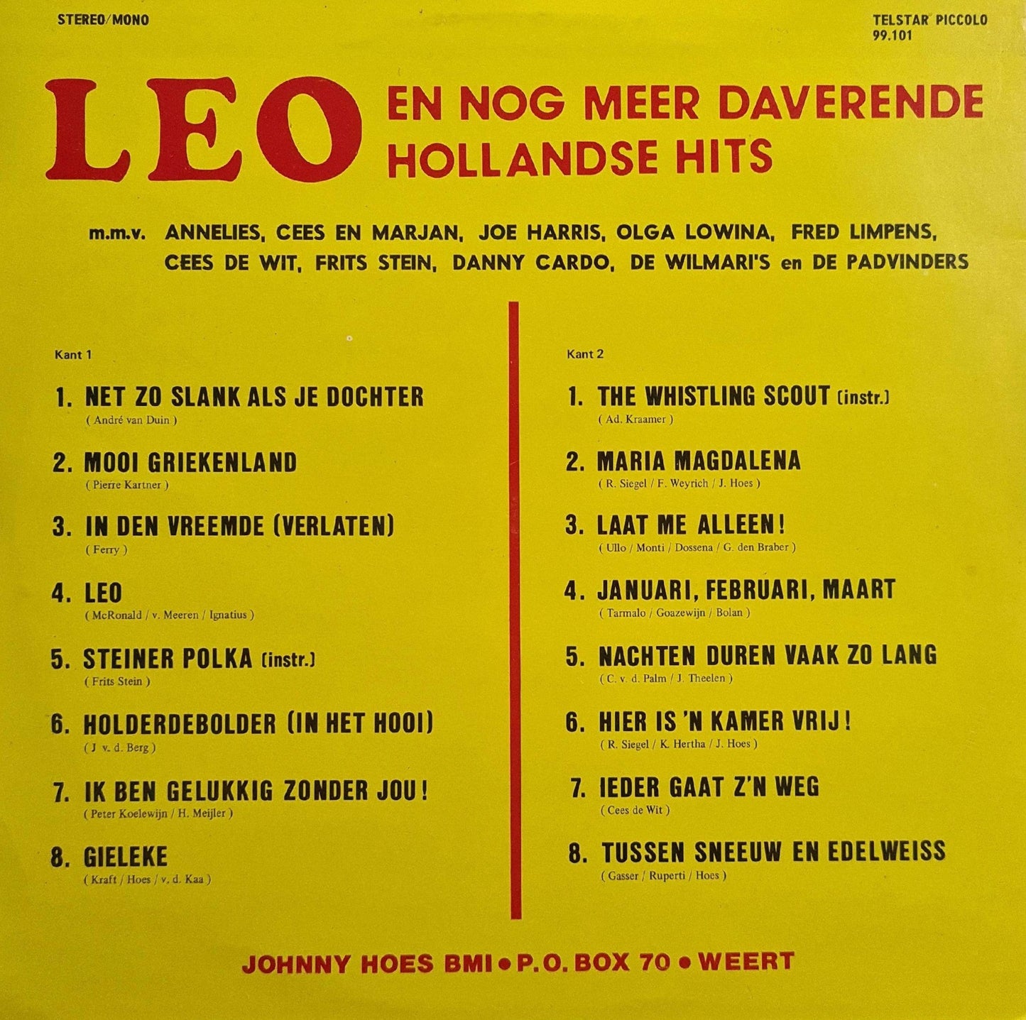 Various - Leo En Nog Meer Daverende Hollandse Hits (LP) 47049 Vinyl LP Vinyl Goed / Hoes Goed