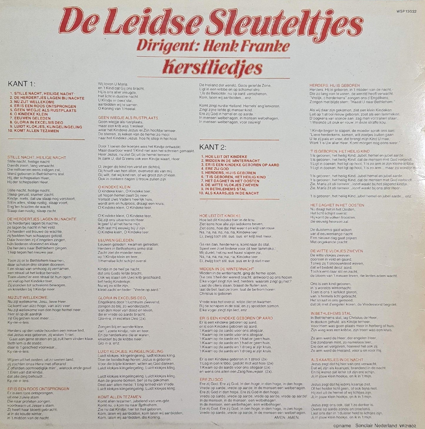 Leidse Sleuteltjes - Kerstliedjes (LP) 48691 Vinyl LP Vinyl Goed / Hoes Goed