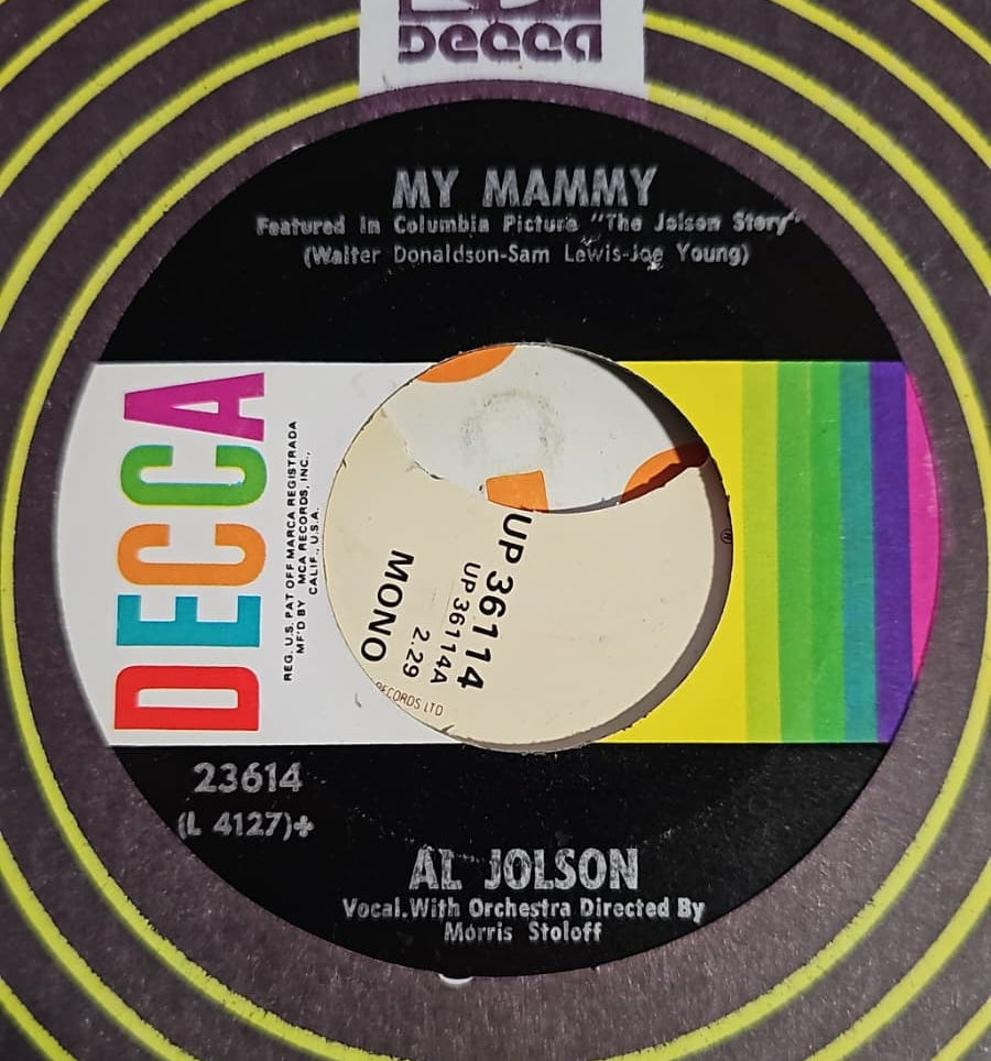 Al Jolson - My Mammy Vinyl Singles Vinyl Zeer Goed / Hoesje Generic "VINYLSINGLES.NL"