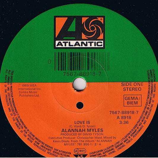 Alannah Myles - Love Is 14854 Vinyl Singles Vinyl Goed / Hoes Goed
