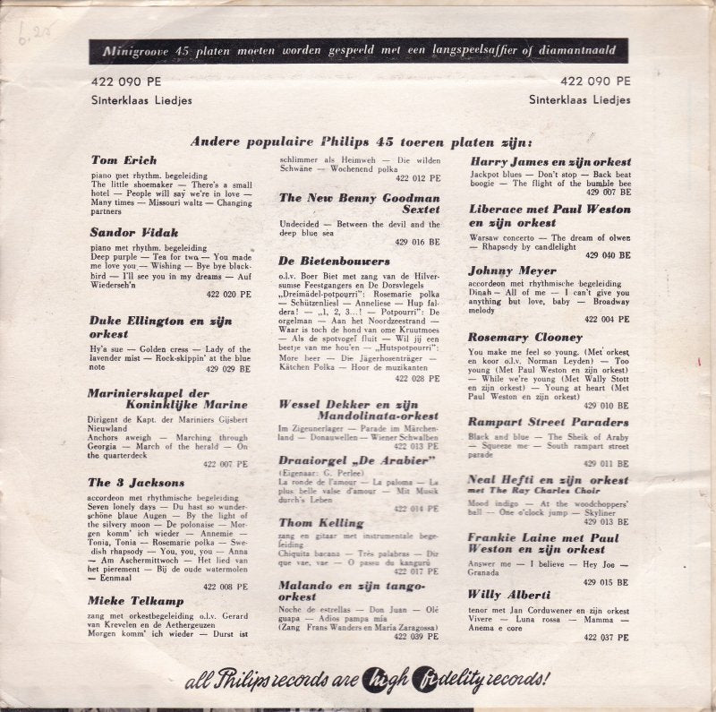 Amsterdams Kinderkoor - Sinterklaas Liedjes Vinyl Singles Vinyl Zeer Goed / Hoesje Goed "VINYLSINGLES.NL"