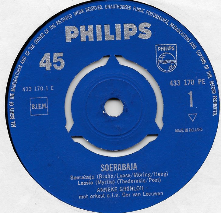 Anneke Grönloh - Soerabaja 29512 Vinyl Singles EP Vinyl Goed / Hoes Goed
