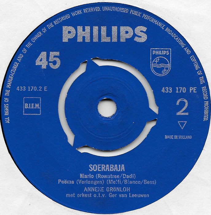Anneke Grönloh - Soerabaja 29512 Vinyl Singles EP Vinyl Goed / Hoes Goed