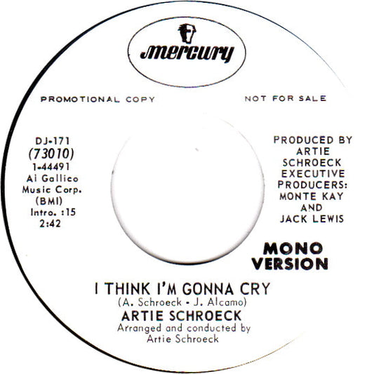 Artie Schroeck - I Think I'm Gonna Cry 13549 Vinyl Singles Vinyl Goed / Hoes Goed