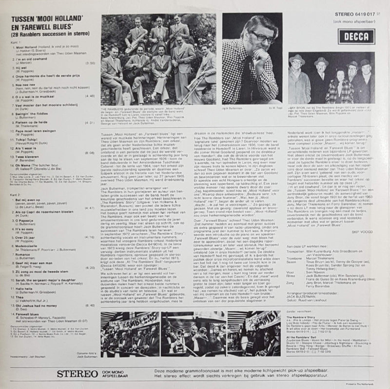 Ramblers - Tussen Mooi Holland En Farewell Blues (LP) 40086 Vinyl LP Vinyl Goed / Hoes Goed